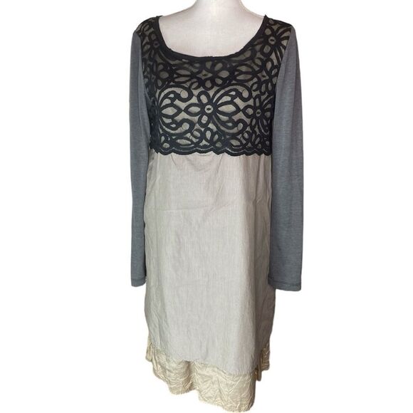 Neesh by D.A.R. Wm’s Sz Med Multi Color Black Overlay Multi Layered Midi Dress - Picture 1 of 5